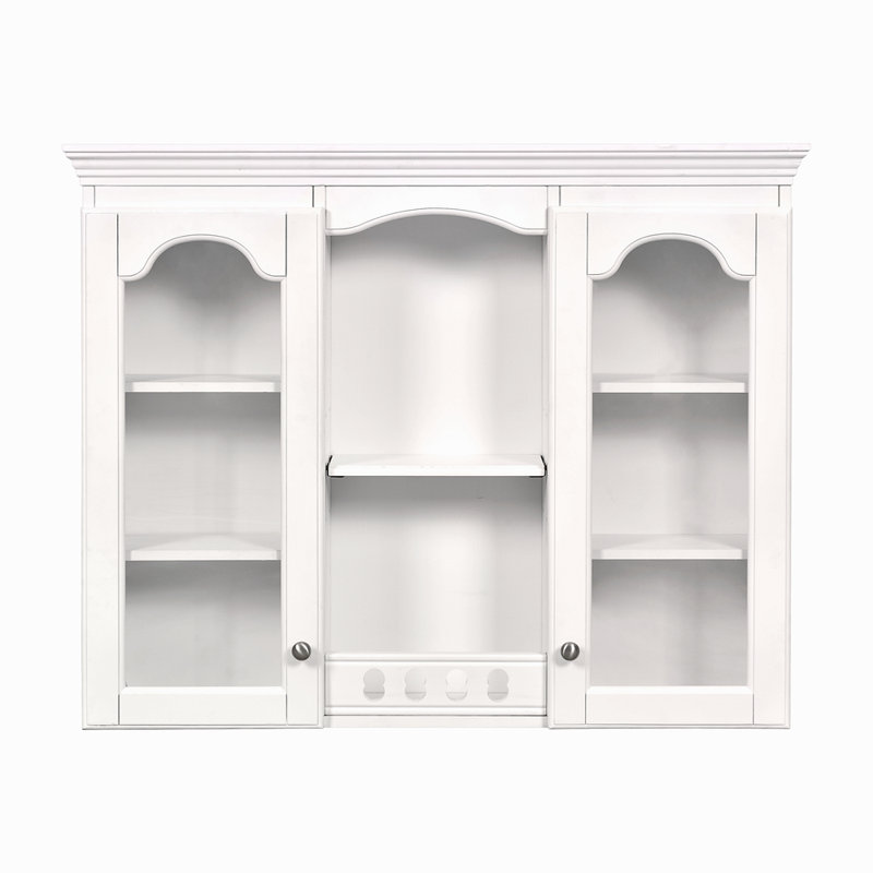 Armoire à pharmacie murale, armoire de salle de bain murale avec 2 portes en verre, armoire de rangement au-dessus de la toilette avec beaucoup de rangement