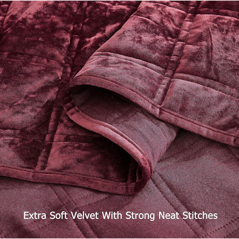 Burgundy Velvet Reversible Queen Quilt Set
