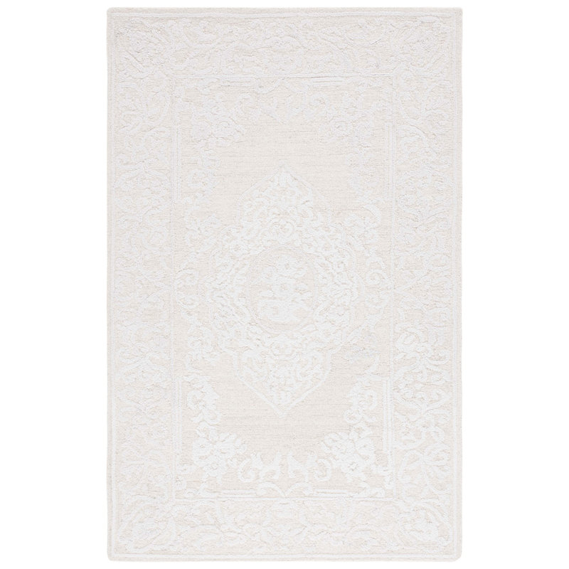 Tapis abstrait en laine touffeté à la main avec envers en coton, Rectangle 6 pi x 9 pi