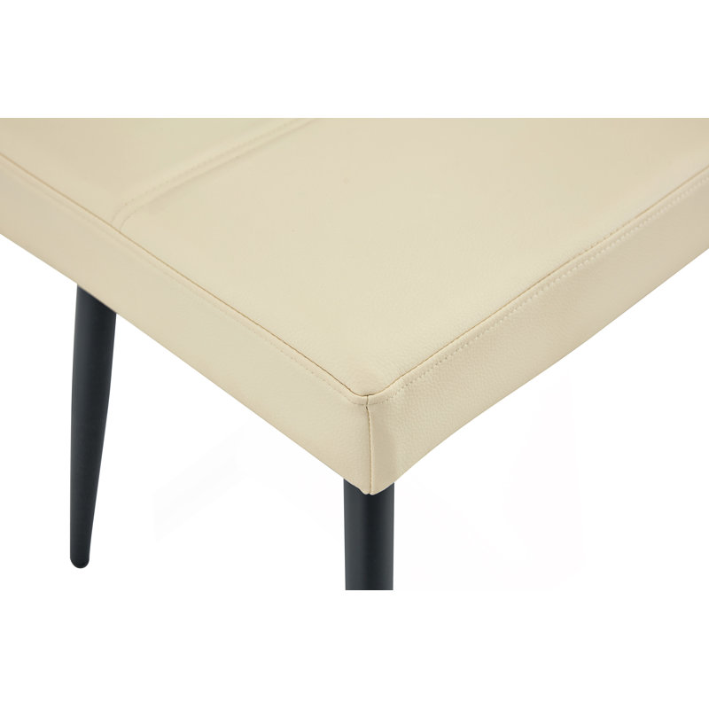 Ensemble de 1 banc de salle à manger, banc rembourré, Off White, Blanc cassé, Noir