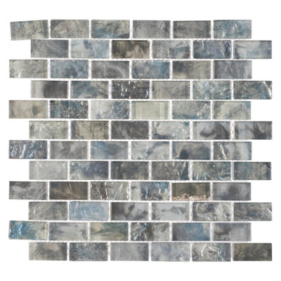 Zalo 1" x 2" Glass Brick Joint Mosaic Kitchen Backsplash, Bathroom, Shower, Pool, Wall and Floor Tile