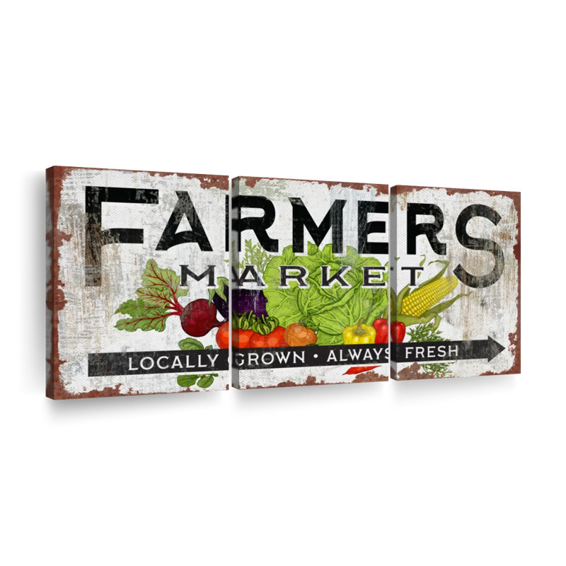Impression sur toile de plusieurs fermiers locaux, H 36 po x l 74 po x P 1,25 po