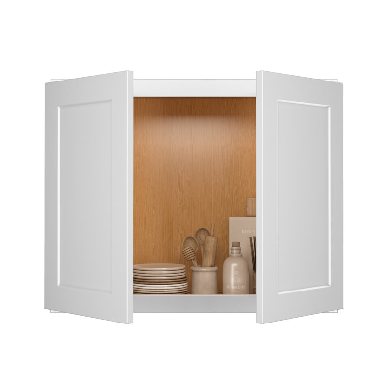 Armoire murale prête à assembler 2 portes, Blanc shaker, L 30 po x H 24 po x P 12 po