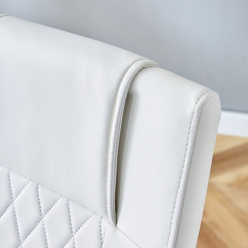 Spacieux plateau de table en verre avec 6 chaises en Pu blanc 71 * 35,4 pouces et table à bords lisses