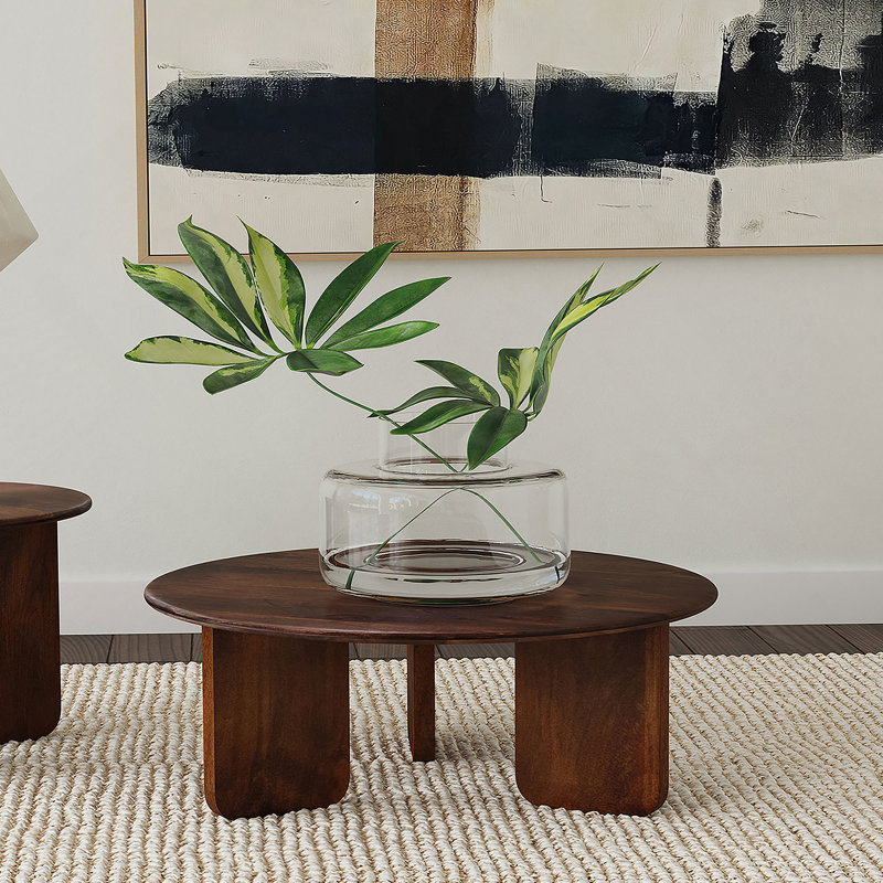 Table basse ronde brune