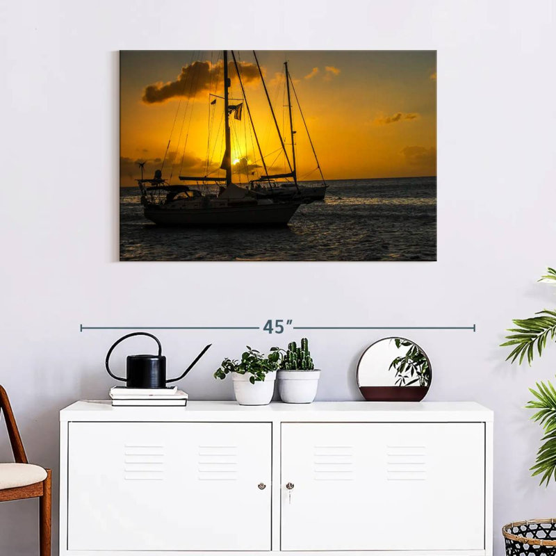 Mehar Sailboat At Dusk, 24" H x 36" W