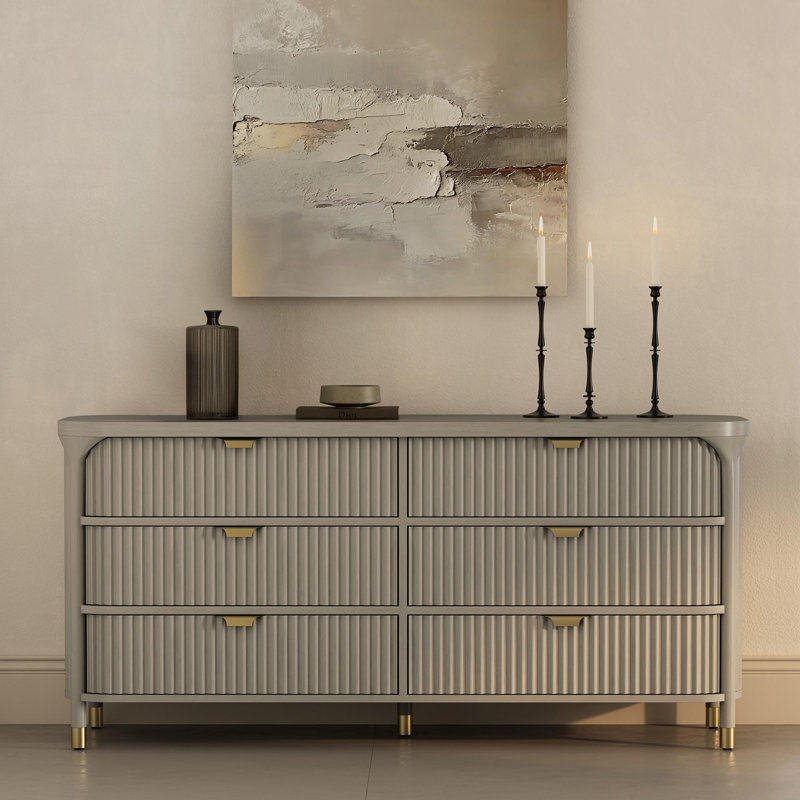 Commode double 6 tiroirs Parkwood, Gris