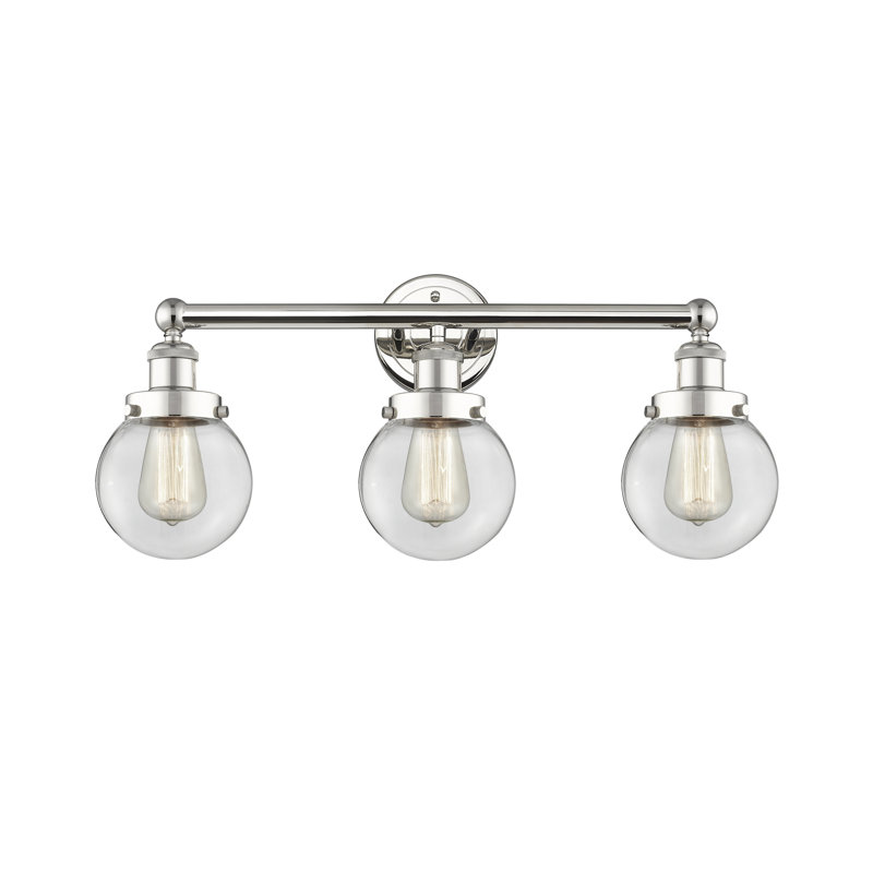 Éclairage de salle de bain à 3 lumières à intensité variable Alphonsa, Transparent, Nickel poli