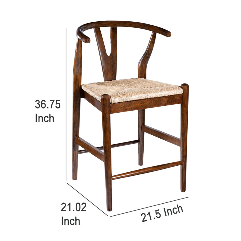 Tabouret de comptoir Cera, corde tissée à la main, brun cappuccino, Brun cappuccino