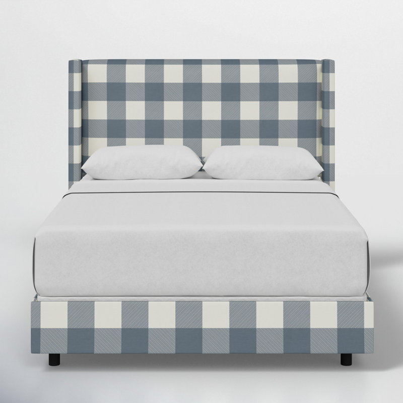 Hanson Upholstered Standard Bed, Queen, Gingham Chambray