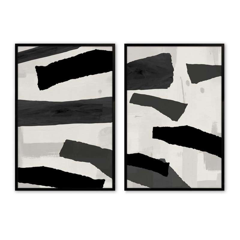 Sable Layers, ensemble de 2 reproductions sur papier mat d'archives dans un cadre, Noir satiné, H 25 po x l 19 po