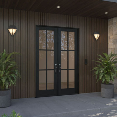 G106-SW-96 | 96" Double Door, RTA Prehung Exterior, SDL 6 Lite, Unfinished Mahogany Wood