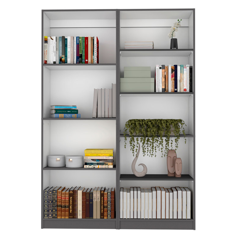 Bibliothèque standard H 71,1 "x l 50" Britnai, Blanc / Gris, H 71,1 po x l 50 po x P 11,7 po
