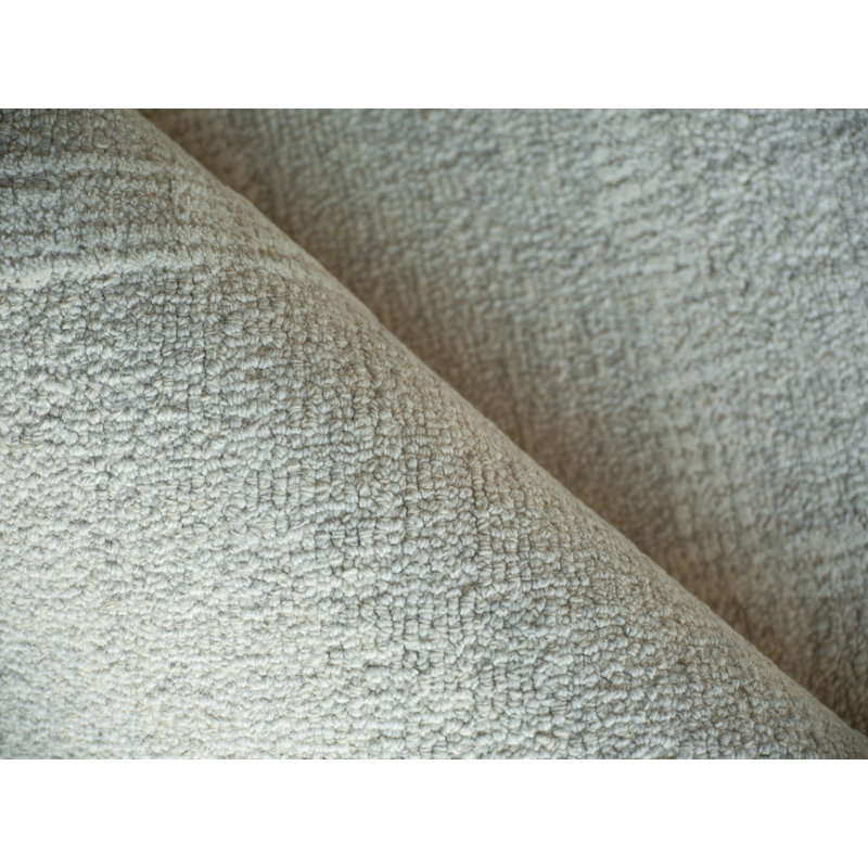 Breckenridge Hand Tufted Wool Abstract Area Rug, Rectangle 9' x 12', Silver/Ivory