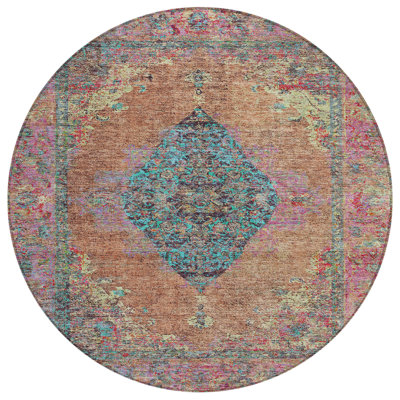 Machine Washable Indoor/Outdoor Xhevrie Orange Rug