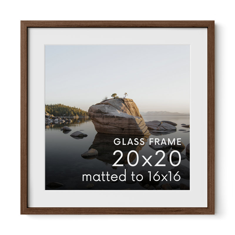 Cadre photo en bois massif avec verre, Noyer, L 20 po x H 20 po