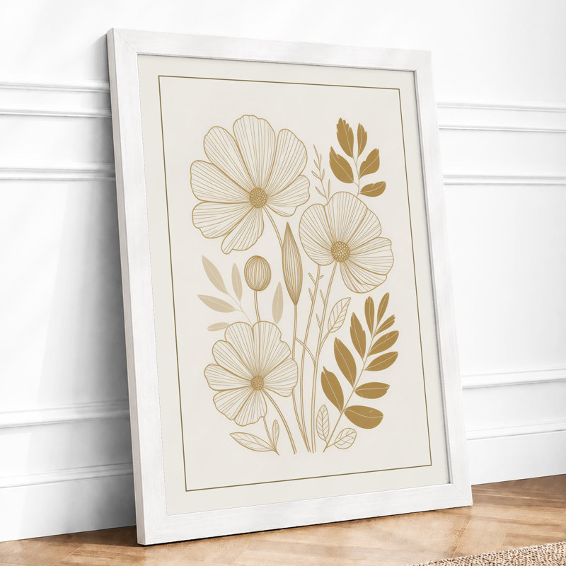 Poppy Line Study Botanical - Print, A2 - 59.4 x 42.0 cm, White