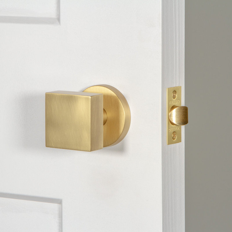 Rosace double Viaggio Quadrato avec bouton Quadrato, Laiton satiné, Cercle