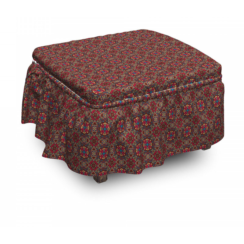 Box Cushion Ottoman Slipcover, Pattern 2