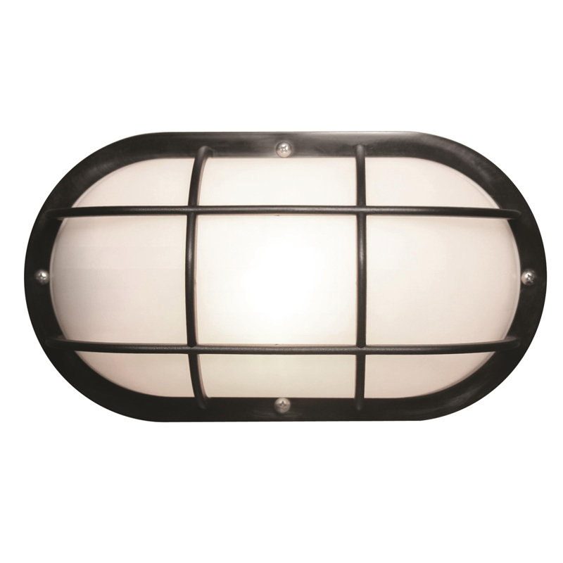 Solus Nautical Oblong Wall Mount Fixture with Grid-Style Diffuser Cage, 4000K, Black