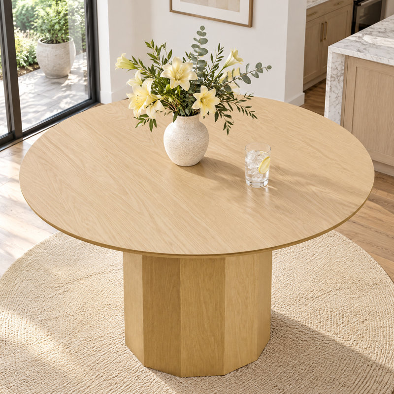 Table de salle à manger en bois massif, H 30 po x L 52 po x l 52 po, Chêne