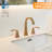 2 Handle Widespread Bathroom Sink Faucet with High Arc 360° Swivel Spout, Lift Rod Drain Assembly Included, Brushed Gold-110240504