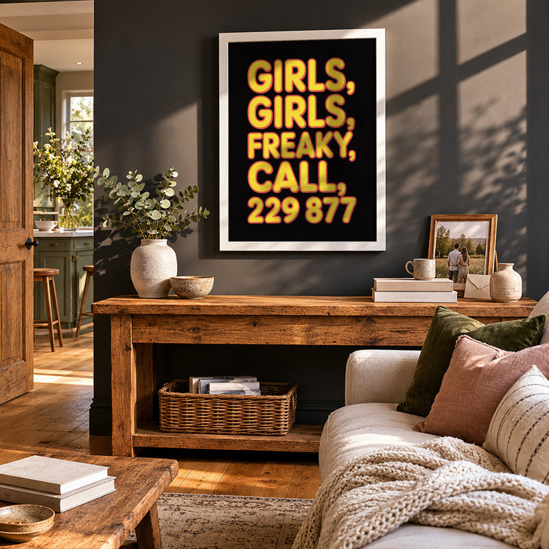 Bold Yellow Typography - Framed Print, Walnut, A4 - 29.7 x 21.0 cm