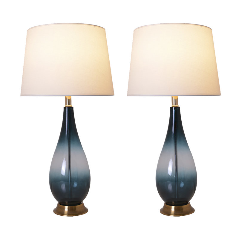 Table Lamp, Dark Green Ombre, 30" H x 15" W x 15" D
