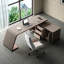 Bureau en bois manufacturé en L gris et brun noisette avec bureau à 3 tiroirs-869845009-869845010