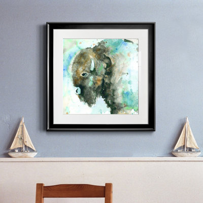 " Buffalo On Blue " Painting Print