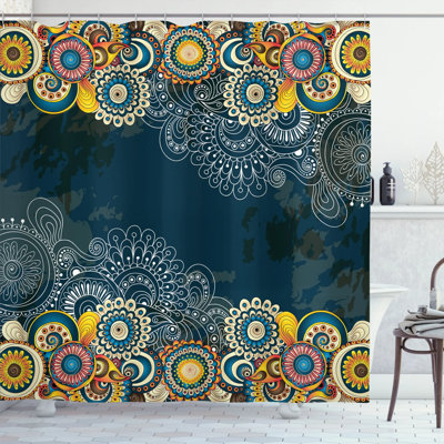 Alexxus Floral Bizarre Vibrating Design Vintage Ornaments Leaves Paisley Art Single Shower Curtain