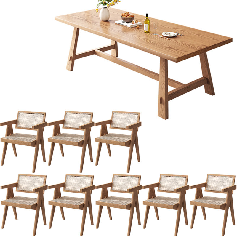 Ensemble de table de salle à manger en bois massif de style nordique, H 29,5 po x L 78,7 po x l 31,4 po