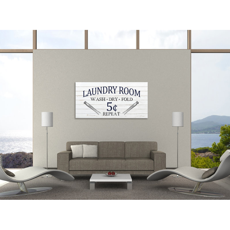 "Laundry Room" par Kimberly Allen, art textuel sur toile tendue, H 24 po x l 48 po x P 1,5 po