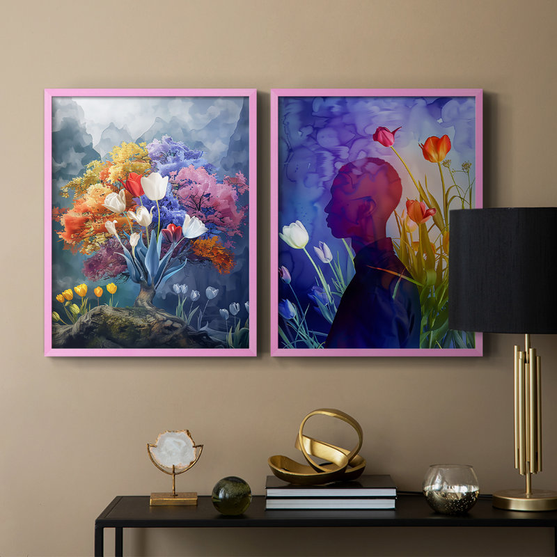 «FLORAL Series DCCDXII», reproduction encadrée de qualité supérieure - prête à être accrochée - aucun clou requis - aucun clou requis