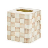 Mocha Check Steel Tissue Box Cover