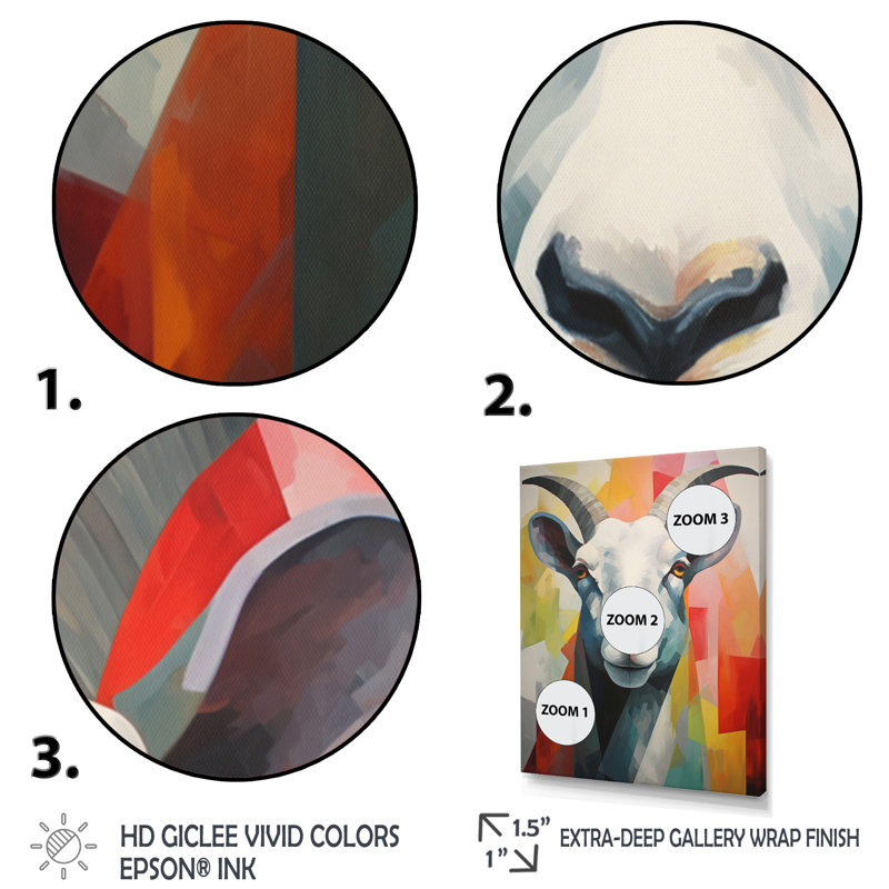 «Abstract Colorful Sheep I», reproduction sur toile, H 32 po x l 16 po x P 1 po, Cadre flottant noir