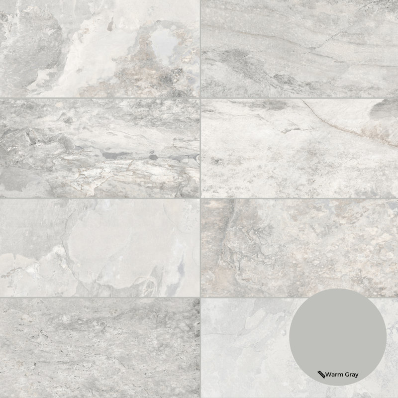 Wells Stone 12" x 24" Porcelain Stone Look Wall & Floor Tile, White