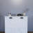 White Double Compartment Tilted Laundry Sorting Cabinet