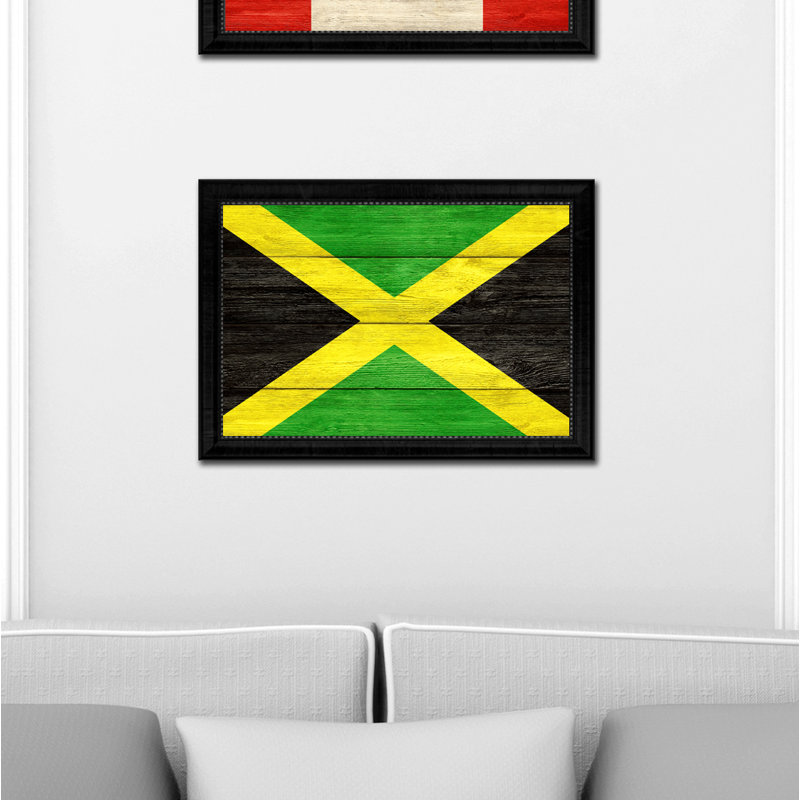 Impression sur toile encadrée « jamaica country flag », H 27 po x l 39 po x P 1 po, Encadrement noir