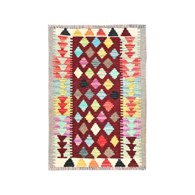 2'x2'10" Red Pure Wool Hand Woven Afghan Kilim Oriental Rug D569DF2339024EB6845C3B1DE4E541D8