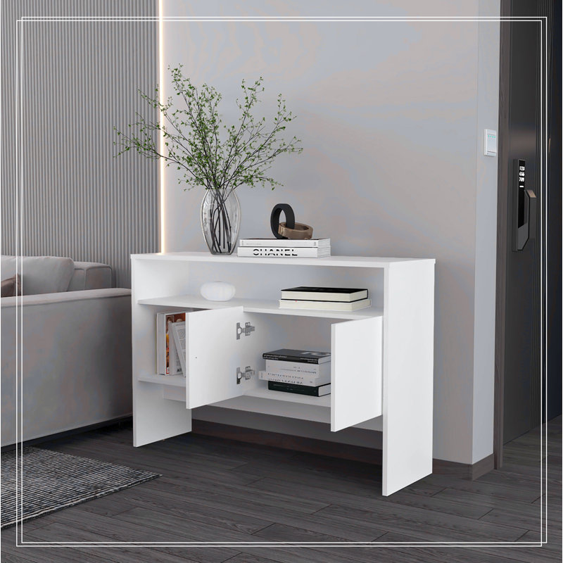 Console blanche avec deux portes