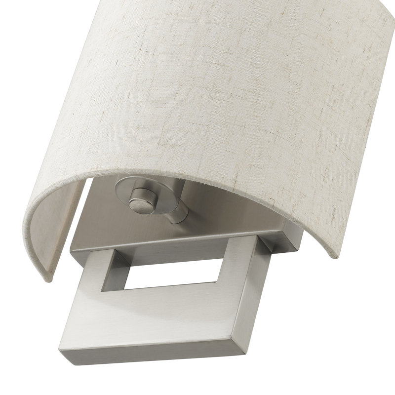 Applique murale en acier Rakhee, H 9,5 po x l 9,5 po x P 3,95 po, Nickel brossé, Beige