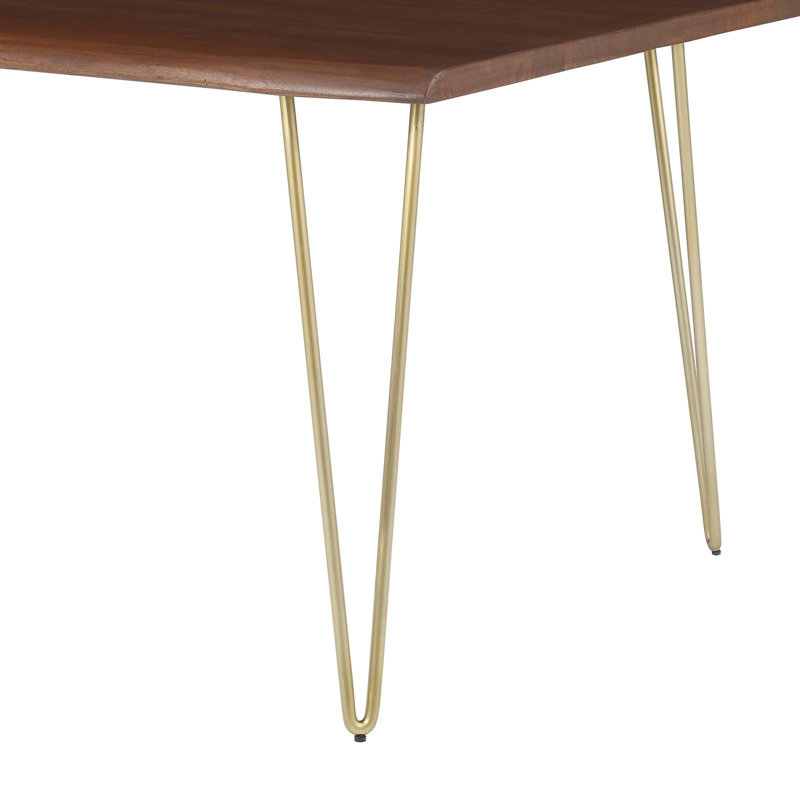 Modway Ardour 60" Live Edge Acacia Wood Rectangular Dining Table, Gold