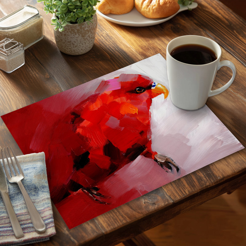 Napperon abstrait avec perroquet rouge
