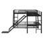 Lit superposé en L avec lit mezzanine, glissade et ports USB-652433235
