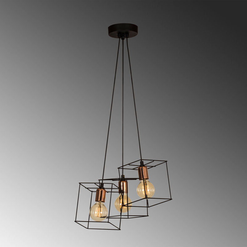 Luminaire suspendu rectangulaire à 3 lumières Akram