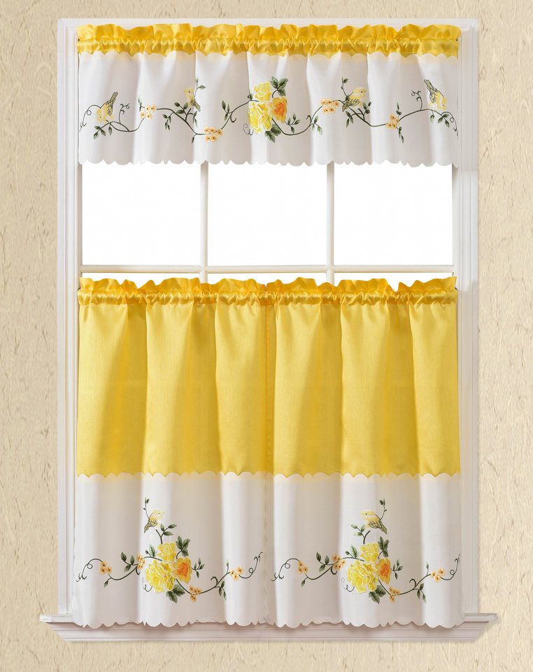 August Grove® BT619-YELLOW POLYESTER KITCHEN CURTAIN | Wayfair