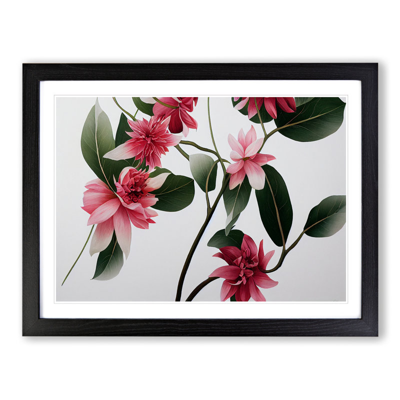 Fine Flowers - Single Picture Frame Print, Black Framed, 46cm H x 64cm W x 2cm D