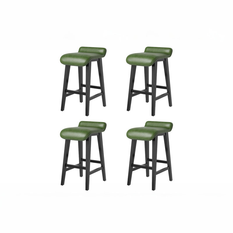 Ensemble de 4 tabourets de bar avec structure en bois massif et large siège rembourré en cuir de polyuréthane pour îlots de cuisine