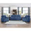 Contemporary Solid Wood Chair With Blue Textured Fabric And Seat Modern Armchair Support